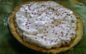 The red currants look like jewels nestled in this meringue.